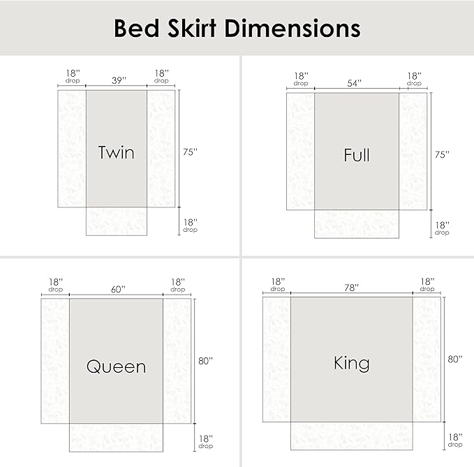 Greenland Home Paisley Quilted Bed Skirt, Full, White