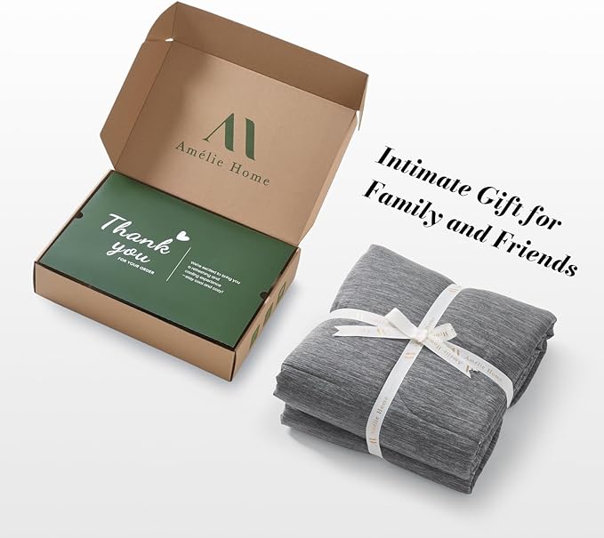 Amélie Home Cooling Comforter Twin Size, Dual-Sided Lightweight Cooling Blanket for Hot Sleepers, Q-Max 0.43 Breathable Cooling Quilt for Night Sweats, 68" x 90", Heather Charcoal Grey
