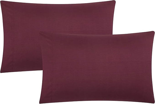 Evolive Ultra Soft Brushed Microfiber King Size 20"x40" Pillowcases Pair with Envelope Clousure Set of 2 (20"x40" King, Wine)