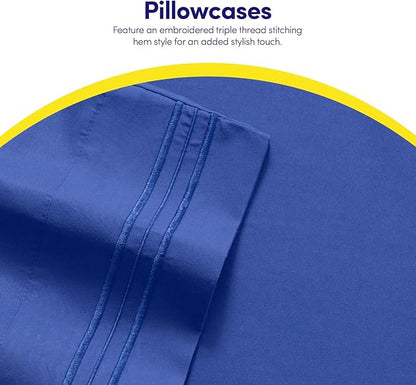 1500 Supreme Collection King Sheet Sets Royal Blue - Luxury Hotel Bed Sheets and Pillowcase Set for King Mattress - Extra Soft, Elastic Corner Straps, Deep Pocket Sheets, King Royal Blue