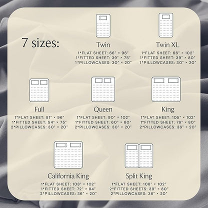LuxClub 5 PC Split King Sheet Set, Deep Pockets Wrinkle Free Cooling Bed Sheets Hotel Bedding for Women, Men, Includes 2 Fitted Sheet, 1 Flat Sheet and 2 PillowcasesSoft Light Grey