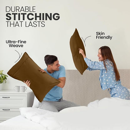 Utopia Bedding Queen Pillow Cases - 2 Pack - Envelope Closure - Soft Brushed Microfiber Fabric - Shrinkage and Fade Resistant Pillow Covers Queen Size 20 X 30 Inches (Queen, Mocha)