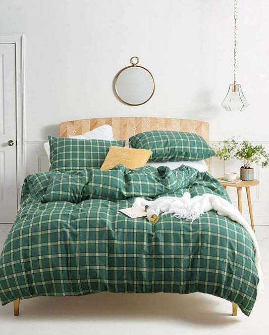 Houseri Green Plaid Comforter Set Twin Emerald Green Bedding Sets Twin Size for College Boys Jade Buffalo Checkered Comforter Twin Girls Vintage Green Grid Comforter Kids Green Gingham Comforter Twin