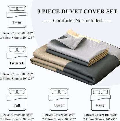 LifeTB Cotton Grid Plaid Duvet Cover Set Queen Modern Reversible Checkered Bedding Set Hotel Quality 3 Pieces Duvet Comforter Cover Luxury Soft Zipper Closure Bedding Collection (NO Comforter)
