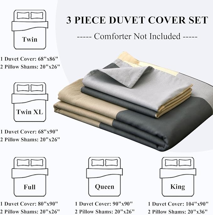 LifeTB Modern Plaid Duvet Cover Twin Geometric Grid Bedding Set 100% Cotton Checkered Comforter Cover Luxury Soft Plaid Bedding Quilt Cover with 2 Pillowcases Cotton Grid Bedroom Collection