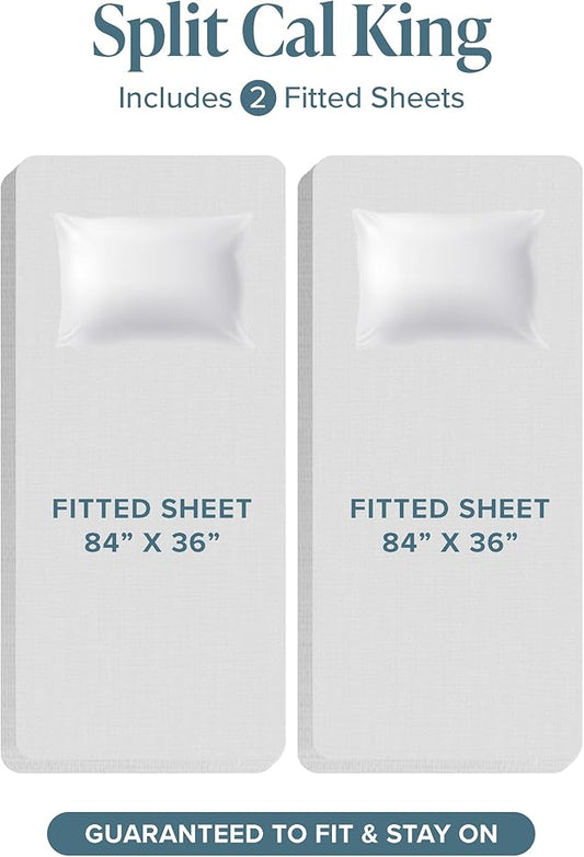 Bare Home Split California King Sheet Set - 1800 Ultra-Soft Microfiber Bed Sheets - Double Brushed - Deep Pockets - Easy Fit - 5 Piece Set - Bed Sheets (Split Cal King, Cream)