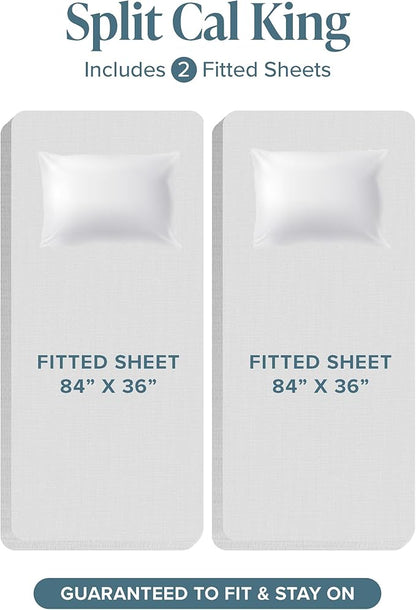 Bare Home Split California King Sheet Set - 1800 Ultra-Soft Microfiber Bed Sheets - Double Brushed - Deep Pockets - Easy Fit - 5 Piece Set - Bed Sheets (Split Cal King, Grey)