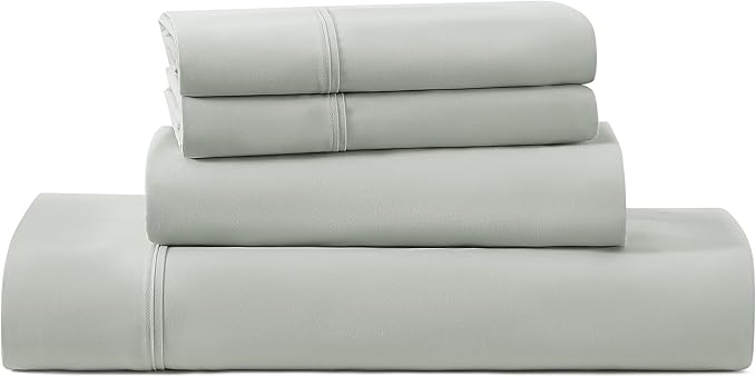 UGG Hedi Full XL Sheet Set 4-Piece Luxury Cooling Sheets Deep Pockets Premium Bedding with 2 Pillow Shams Hypoallergenic Machine Washable Soft Lightweight Bed Set for Bedroom, Full XL, Mineral Green