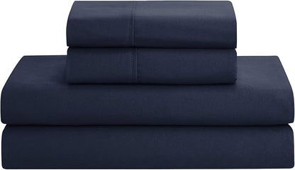 King Size Comforter Set 8 Piece Bed in a Bag with Bed Skirt, Fitted Sheet, Flat Sheet, 2 Pillowcases, 2 Pillow Shams, King, Pintuck Navy