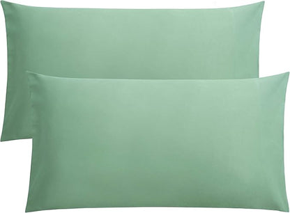 FLXXIE King Pillow Cases Set of 2, Soft Microfiber Pillow Covers with Envelope Closure, Wrinkle, Fade and Stain Resistant Pillowcases, 20x36, Sea Green