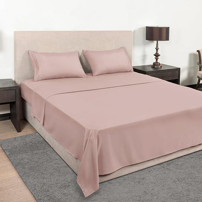 Mejoroom California King Size Sheet Set - Soft Microfiber Bed Sheets,Deep Pocket Fitted Sheet, Breathable, Wrinkle & Fade Resistant - 4 Piece (California King,Dusty Pink)