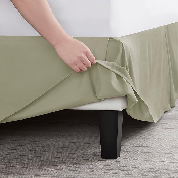 Nestl Green Full Bed Skirt - Full Size Bed Skirt 14 Inch Drop - Brushed Microfiber Bed Skirts - Hotel Quality Pleated Bed Skirt - Shrinkage & Fade Resistant