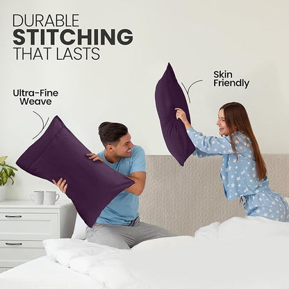 Utopia Bedding Queen Pillow Cases - 2 Pack - Envelope Closure - Soft Brushed Microfiber Fabric - Shrinkage and Fade Resistant Pillow Covers Queen Size 20 X 30 Inches (Queen, Purple)