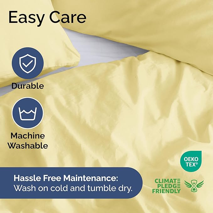 Duvet Cover Cal King Size Set - Extra Soft Cal King Duvet Cover 104" x 98" with 2 Pillow Shams - Hotel Luxury, Easy Care & Fade Free with Zipper Closures and Ties - Comfy, Cozy & Breathable (Yellow)