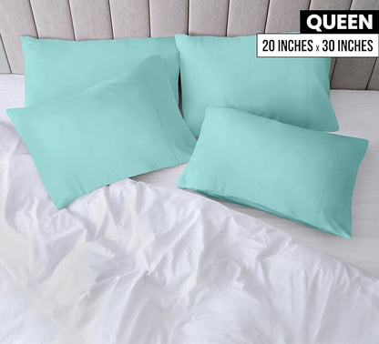 Utopia Bedding Queen Pillow Cases - 4 Pack - Envelope Closure - Soft Brushed Microfiber Fabric - Shrinkage and Fade Resistant Pillow Covers Queen Size 20 X 30 Inches (Queen, Spa Blue)