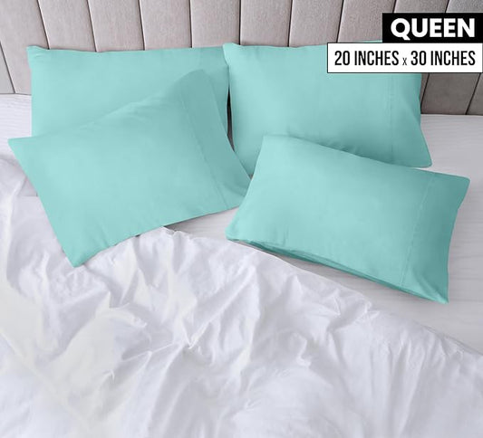 Utopia Bedding Queen Pillow Cases - 4 Pack - Envelope Closure - Soft Brushed Microfiber Fabric - Shrinkage and Fade Resistant Pillow Covers Queen Size 20 X 30 Inches (Queen, Spa Blue)
