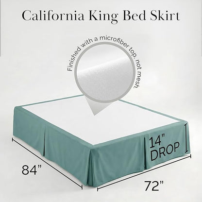 Southshore Fine Living, Inc. California King Size Bed Skirt, 14-Inch Drop Pleated Bed Skirt for California King Mattress, Dust Ruffle for California King Size Bed, Steel Blue (Teal)
