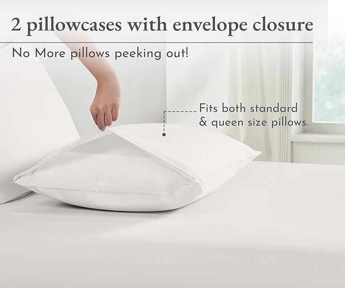 California Design Den 100% Organic Cotton Standard/Queen Pillow Cases 2, Soft Percale Weave Cotton Breathable Pillowcases - True Ivory