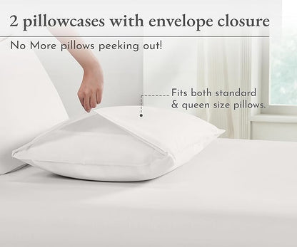 California Design Den 100% Organic Cotton Standard/Queen Pillow Cases 2, Soft Percale Weave Cotton Breathable Pillowcases - True Ivory