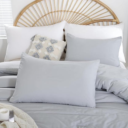 weigelia Grey Queen Comforter Sets - Soft Warm Light Grey Comforter for Queen Size Bed (1 Comforter, 2 Pillowcases)