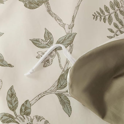 OAITE Duvet Cover Set King Size Floral Pattern 600 Thread Count Ultra Soft 100% Long Staple Cotton Duvet Cover Sets 3-PC, Breathable Duvet Cover with Zipper Closure & Corner Ties