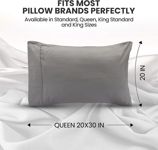 Pillow Covers by Utopia Bedding - Queen Size 2-Pack – Soft Brushed Microfiber – Perfect for Hospitals, Hotels, Guest Rooms – Oeko-TEX Certified, 20x30 Inches (Grey)