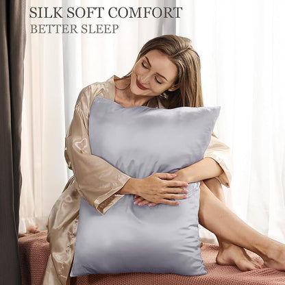 Adubor 100% Silk Pillowcase - Mulberry Silk Pillow Cases, 22 Momme 6A Grade Fibers, Silk Pillow Case for Hair and Skin Health, with Hidden Zipper (Queen 20''x30'', Silver Gray, 1PC)