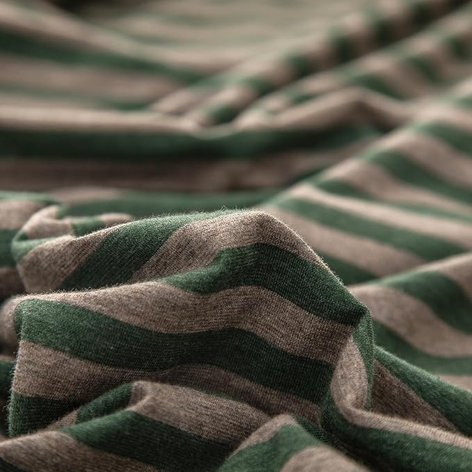 PURE ERA Jersey Knit Pillowcases 100% T-Shirt Cotton Super Soft Comfy Breathable, Set of 2, Queen 20" x 30", Forest Green Stripe