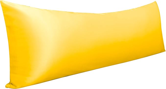 NTBAY Satin Body Pillowcase for Hair and Skin, Luxurious and Silky Pillow case with Envelope Closure, 20x54 Inches, Yellow