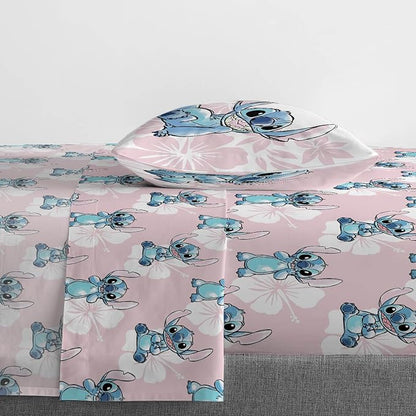 Jay Franco Disney Lilo & Stitch Full Comforter Set - 7 Piece Bedding Includes Sheet Set & Pillow Covers - Super Soft Kids Floral Bedding