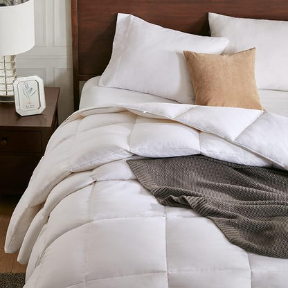APSMILE Heavyweight Down Feather Fibers Comforter Oversized King Size - Ultra-Soft Luxury High Fill-Power Hotel-Style Thicker Winter Duvet Insert for Colder Weather/Sleeper (120x98, White)