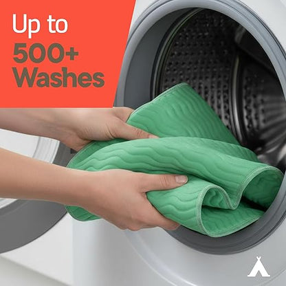 Washable Underpads Large 34"x36" (Pack of 12) – Reusable Waterproof Bed Pads for Adults & Seniors, Extra Heavy Absorbency Incontinence & Bedwetting Pads, Soft Non-Slip TPU Backing, Green.