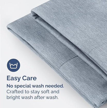 King Standard Pillow Cases Set of 4 - Soft Hotel Quality Pillowcase Covers - Comfy Bedding for Women, Men, Kids & Teens - Machine Washable Pillow Protectors - 4 Piece - King Standard Heathered Blue