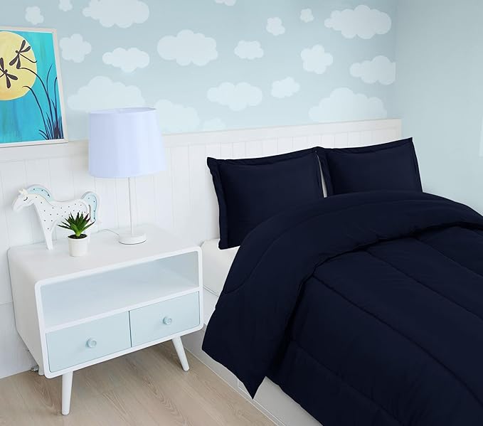 Utopia Bedding Navy Kids Comforter Set with 2 Pillow Shams, 3 Piece Soft Microfiber Twin Bed Comforter with Pillow Shams, Printed Kids Bedding for Boys and Girls, Lightweight, Breathable, Easy Care