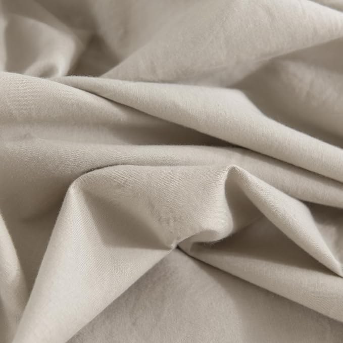 NEXHOME PRO 100% Washed Cotton Duvet Cover King Size, Ogranic Natural Linen Feel Breathable Bedding Set with Zipper Closure, 3 Pieces Duvet Cover Set Linen (No Comfortert) 10490