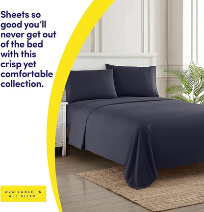 1500 Supreme Collection California King Sheet Sets Navy Blue - Luxury Hotel Bed Sheets and Pillowcase Set for California King Mattress - Extra Soft, Elastic Corner Straps, Deep Pocket Sheets Navy