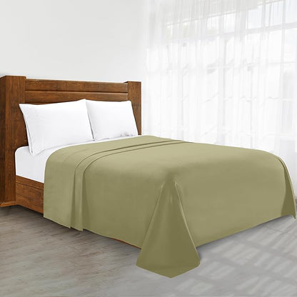 Luxury Flat Sheet on Amazon Elegant Comfort Wrinkle-Free 1500 Premier Hotel Quality 1-Piece Flat Sheet, Queen Size, Sage