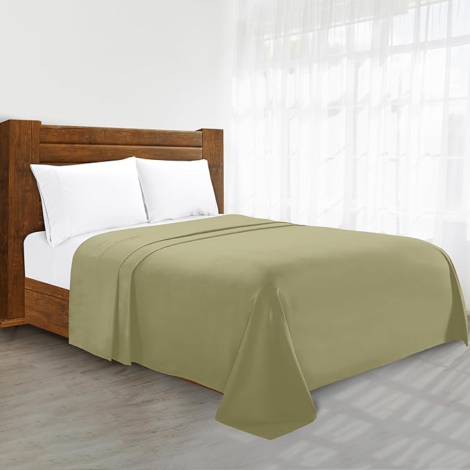 Luxury Flat Sheet on Amazon Elegant Comfort Wrinkle-Free 1500 Premier Hotel Quality 1-Piece Flat Sheet, King Size, Sage
