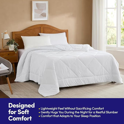 Oversized Cooling Comforter Twin/Twin XL – Reversible Diamond-Quilted Comforter for College Dorms – Lightweight Breathable Bed Blanket for Hot Sleepers, Night Sweats & College Students, White