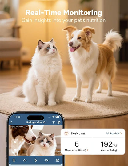 WOPET Automatic Cat Feeder with Camera for Two Cats, 6L Smart Pet Feeder with 1080P HD Video & Night Vision, 5G/2.4G WiFi Cat Dog Feeder, 2-Way Audio, SD Card Storage, Up to 10 Meals per Day