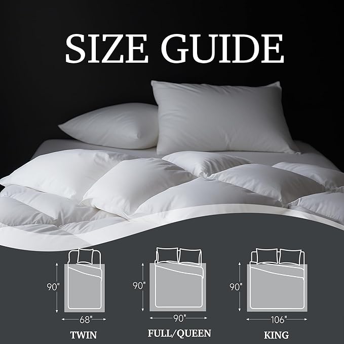 Hotel Grand Luxury White Goose Feather Down Fiber Comforter King Size, 100% Cotton All Season Duvet Insert King, Fluffy Medium Warmth Bedding Comforter with 8 Corner Loops, White 106x90 Inch