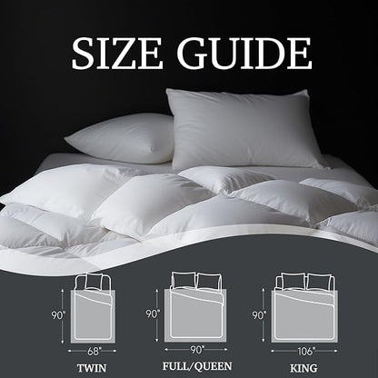 Hotel Grand White Goose Feather Down Fiber Comforter King Size, 100% Cotton Duvet Insert King, Hotel Luxury Hypoallergenic Comforter Lightweight Bedding Comforter with 8 Corner Loops, 106 x 90 Inch
