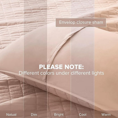 Comfort Spaces Kienna Quilt Set- Double Sided Stitching Design Summer Blanket, Lightweight, Soft, All Season Bedding Layer, Matching Sham, Blush, Coverlet Twin/Twin XL(66"x90") 2 Piece