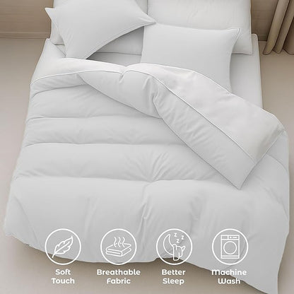 Pure Bedding Duvet Cover Twin/Twin XL Size - 2 Pieces Extra Soft Bedding Set, Includes 1 Twin Duvet Cover 68x90 Inches with Zipper Closure & 1 Pillow Sham, Comforter Not Included, White