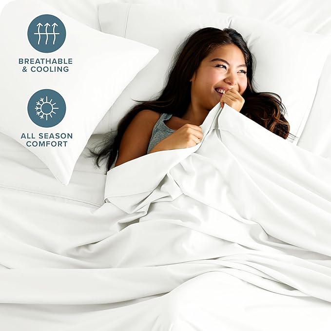 Bare Home Split King Sheet Set - 1800 Ultra-Soft Microfiber Bed Sheets - Double Brushed - Deep Pockets - Easy Fit - 5 Piece Set - Bedding Sheets & Pillowcases (Split King, Cream)