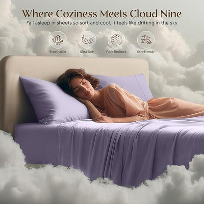 Utopia Bedding King Size Sheet Set – 4 Piece Bed Sheets, Soft and Breathable Microfiber, Includes 1 Fitted Sheet, 1 Flat Sheet and 2 Pillowcases – Oeko Tex (Lavender)
