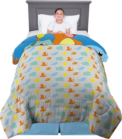 Pokemon Kids Bedding Super Soft Microfiber Reversible Comforter, Twin/Full, (Officially Licensed Product) by Franco