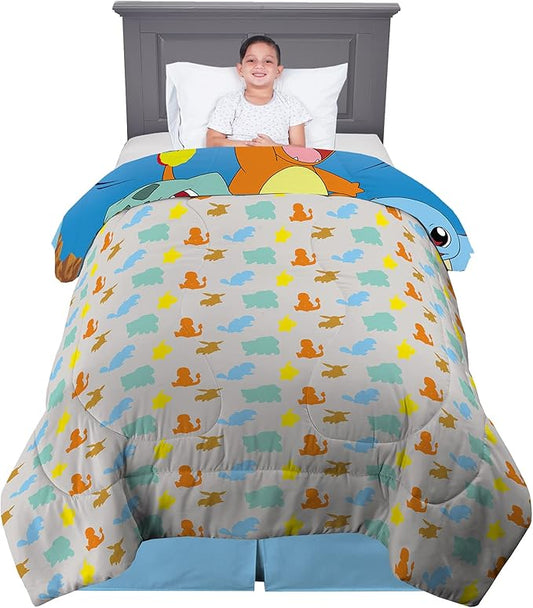 Pokemon Kids Bedding Super Soft Microfiber Reversible Comforter, Twin/Full, (Officially Licensed Product) by Franco