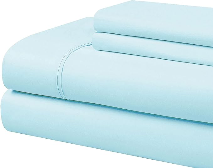 Cathay Home Essentials Ultra Soft Hypoallergenic Wrinkle Resistant Double Brushed Microfiber Bedding Sheet Set, Aqua, King