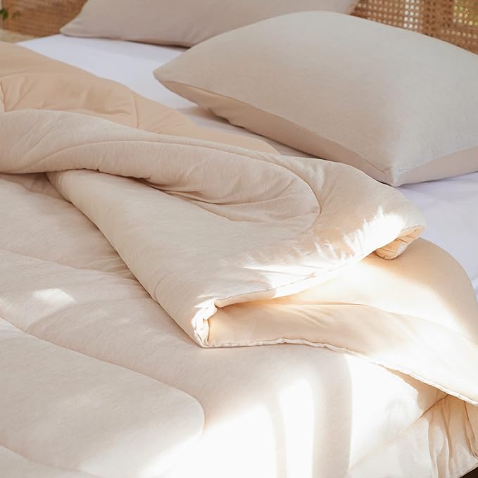 Bedsure Full Comforter Set - Cooling and Warm Bed Set, Beige Reversible Bedding for All Season, 3 Pieces, 1 Full Size Comforter (82"x88") and 2 Pillow Cases (20"x26")